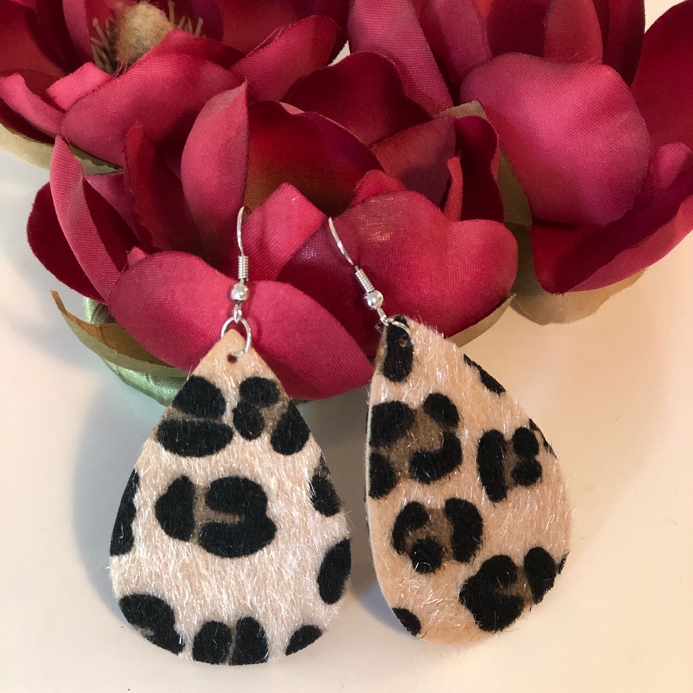 2/$15  Fuzzy, Leopard Print, Earrings